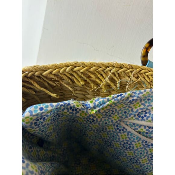Vera Bradley straw beach shoulder bag Capri Blue - Picture 4 of 11